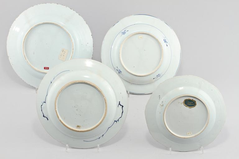 TALLRIKAR, 4 st, porslin, Kina, 1700/1800-tal.