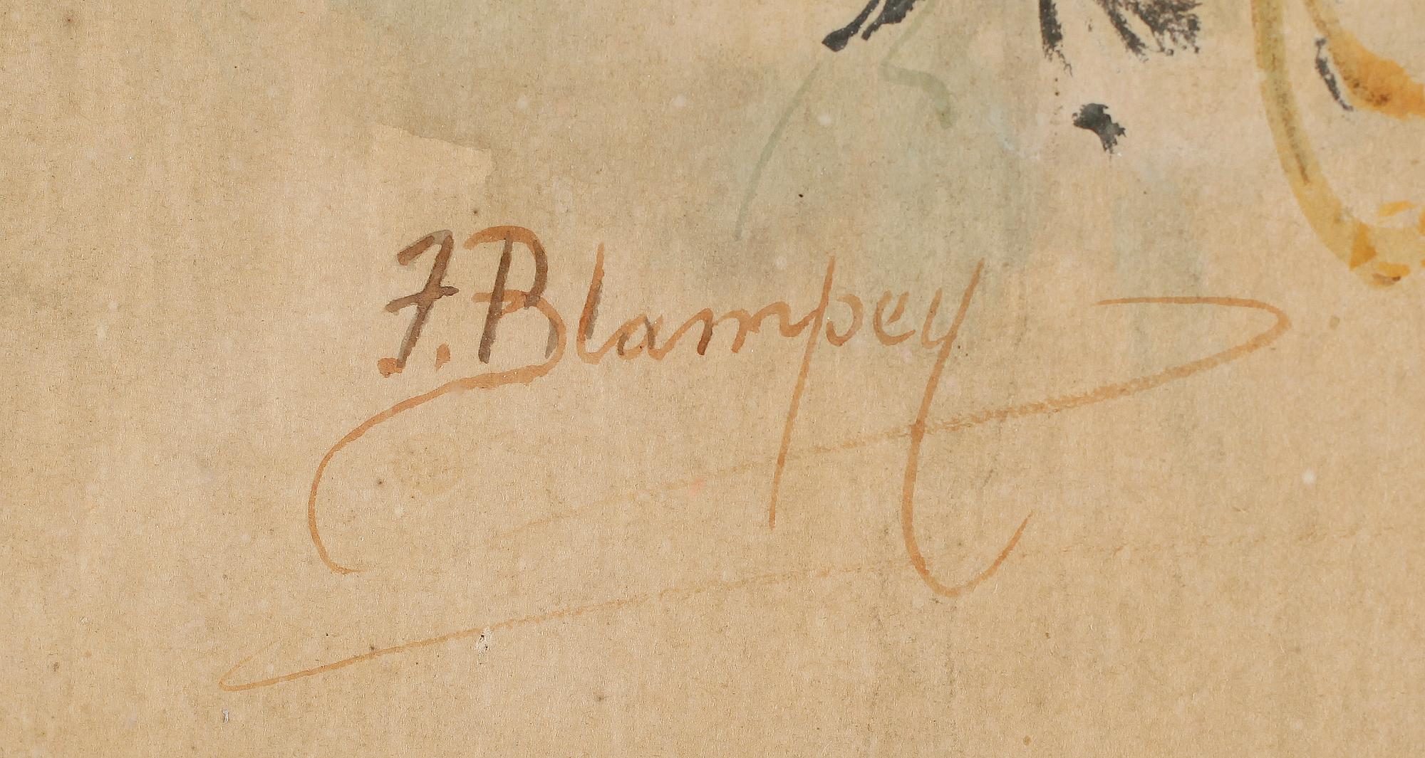 OKÄND KONSTNÄR, akvarell, signerad F Blampey, tidigt 1900-tal.