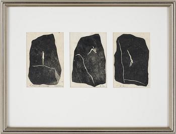 Harry Moberg · HARRY MOBERG, etsning, triptyk, épreuve d´artiste på kartongpapper, sign.