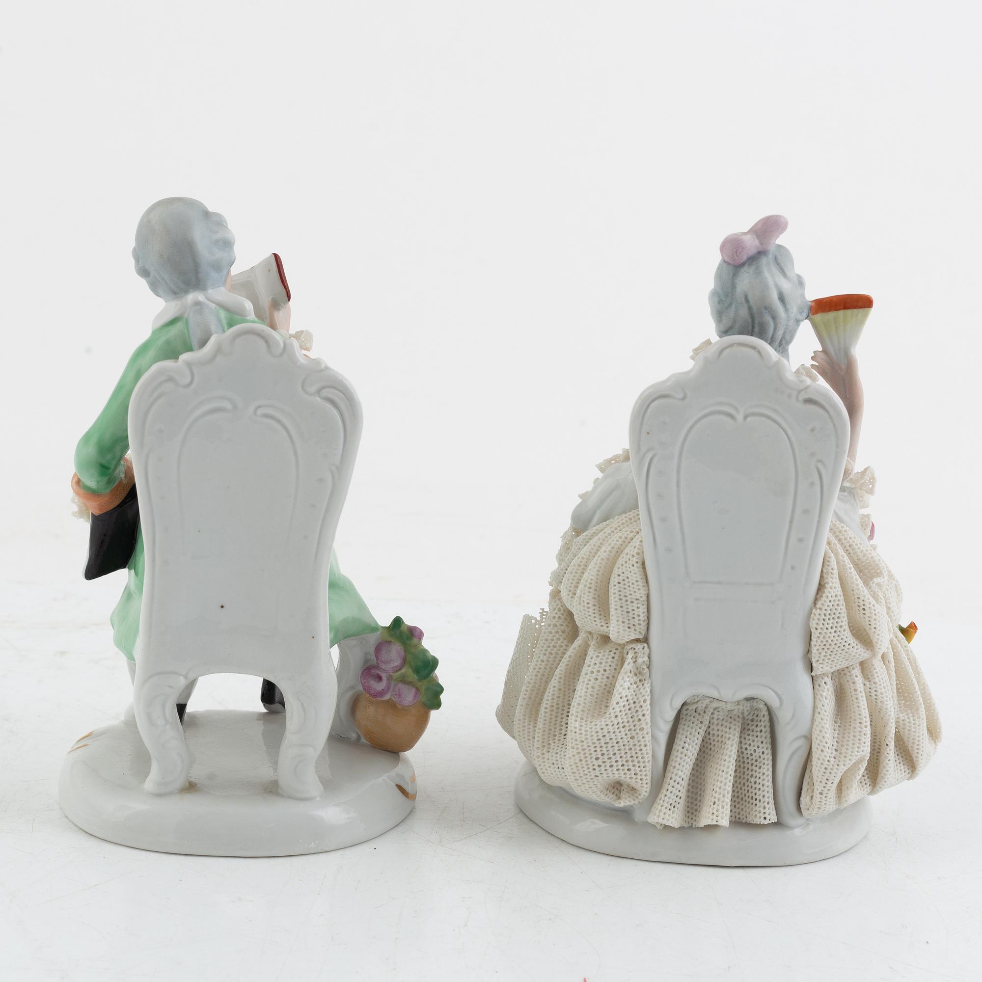 A pair of porcelain figurines, Rudolf Volkstädter, Germany, 20th century.