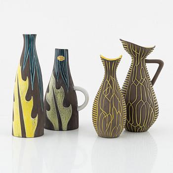 Mari Simmulson, jug and vase, 'Agave' as well as Hjördis Oldfors, jug and vase, 'Lian', Upsala-Ekeby.