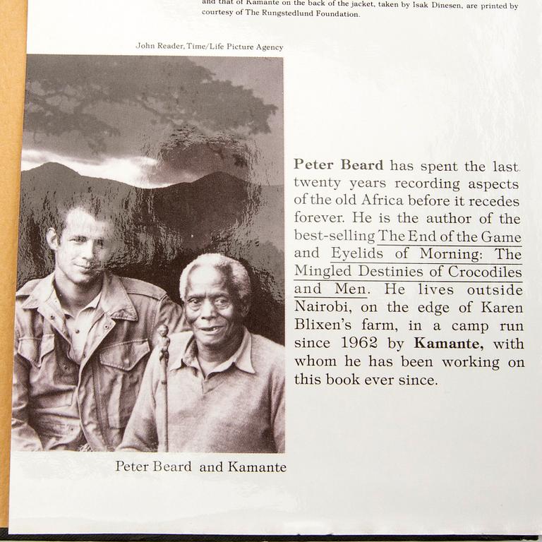 Bok Peter Beard "Longing for Darkness, Kamante's tales" med Kamantes autograf, first edition 1975.