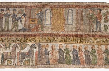 Textile painting, folk art, Halland, Knäred, 17th/18th century.