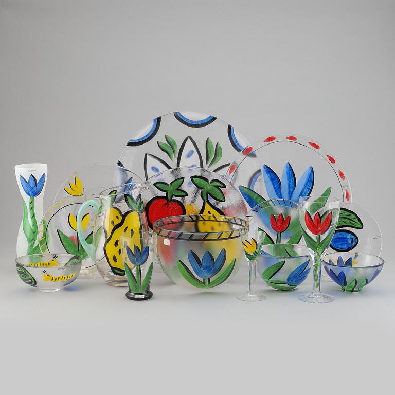 A glass service, 'Tulipa' 56 pcs, by Ulrica Hydman-Vallien, Kosta Boda, signed.