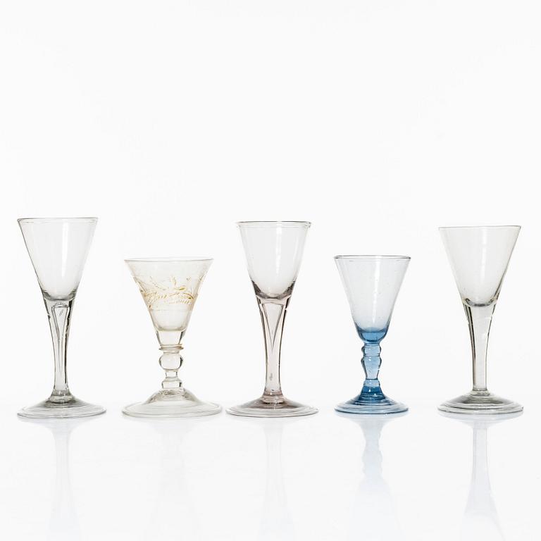Glass, 5 pcs, 17th-18th century.
