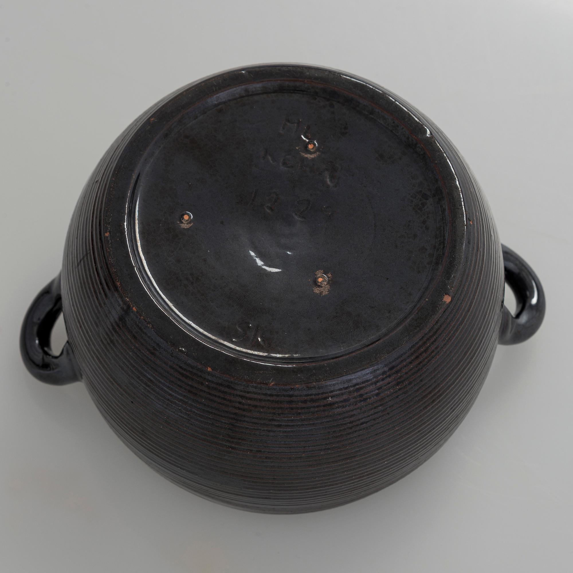 Marita Lybeck, A redclay bowl and plate, signed ML.