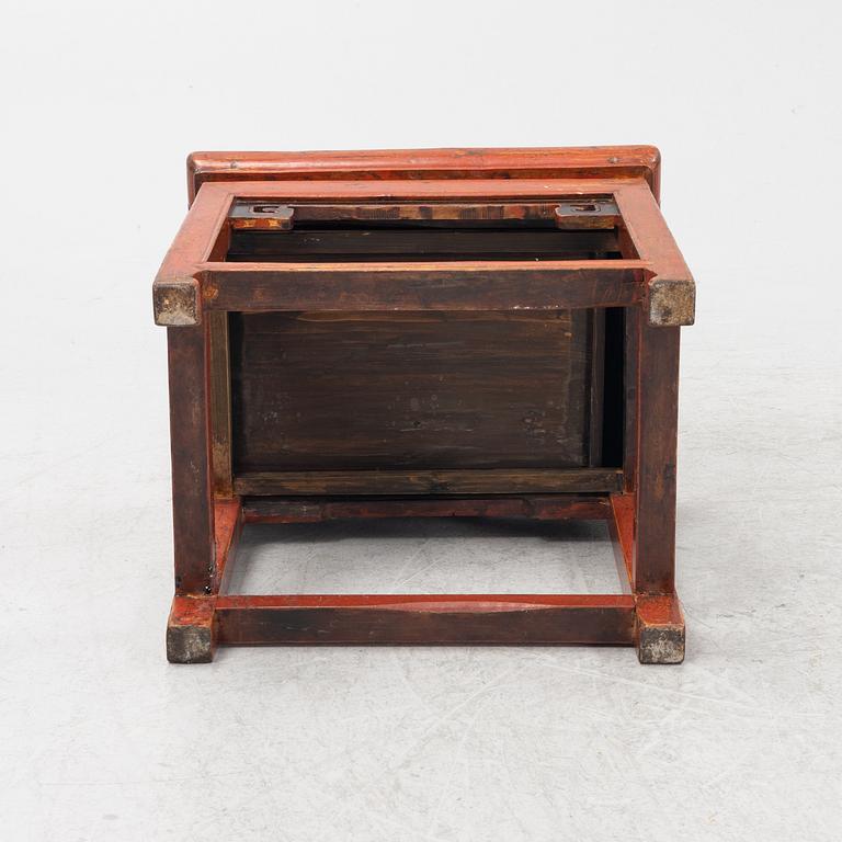 A red-lacquered chair, China, Qingdyansty, late 19th century.