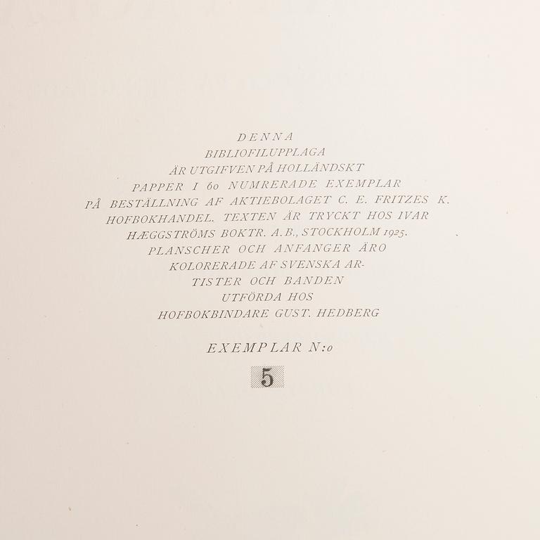 BOK, 3 vol, "Svenska fåglar", von Wright, M,W & F, Handkolorerade bibliofilutgåva, numerad nr 5, 1925.