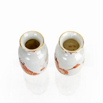 A pair of Chinese porcelain miniature vases possibly first half of the 20th century.