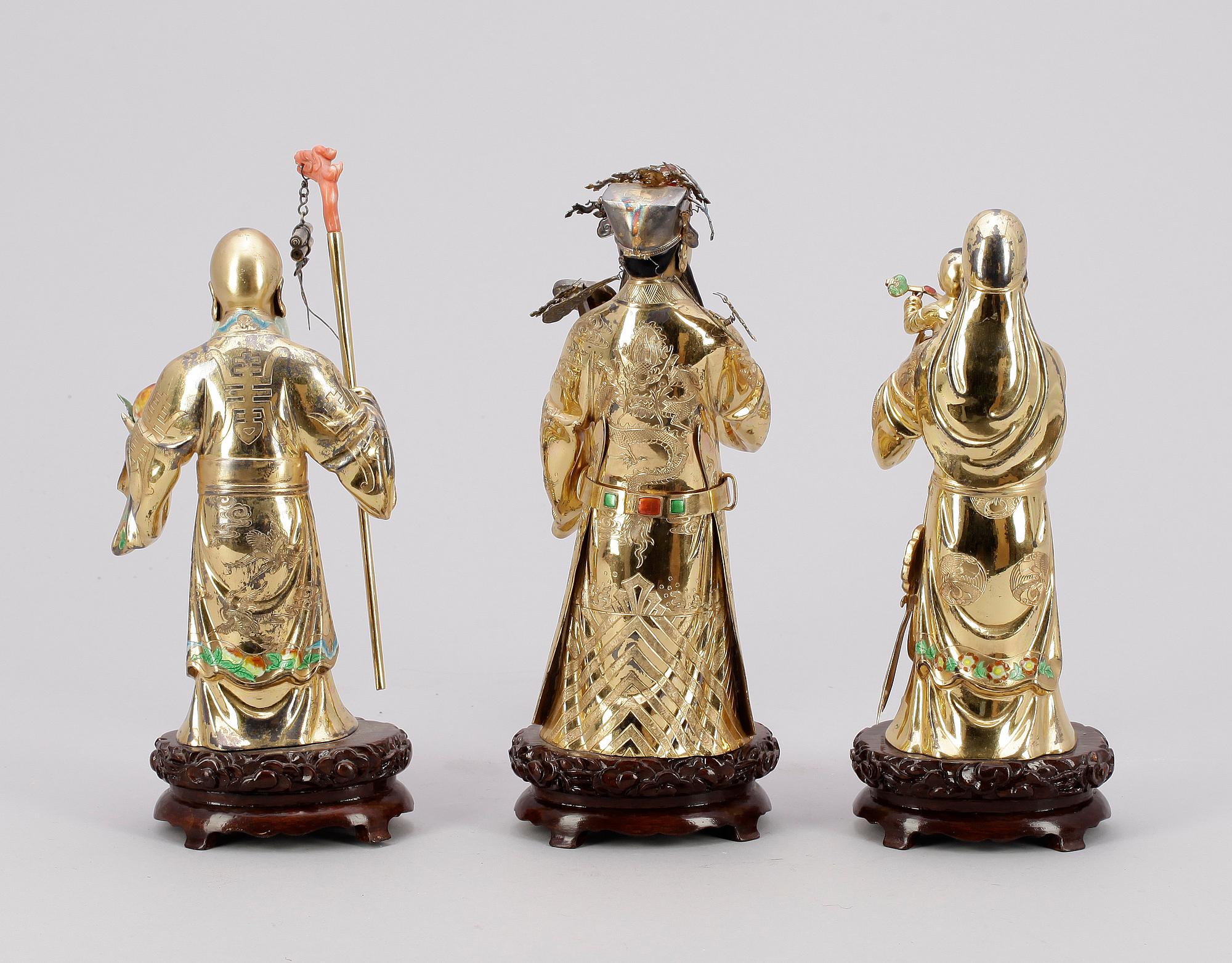 FIGURINER, 3 st, metall, Kina 1900-tal.