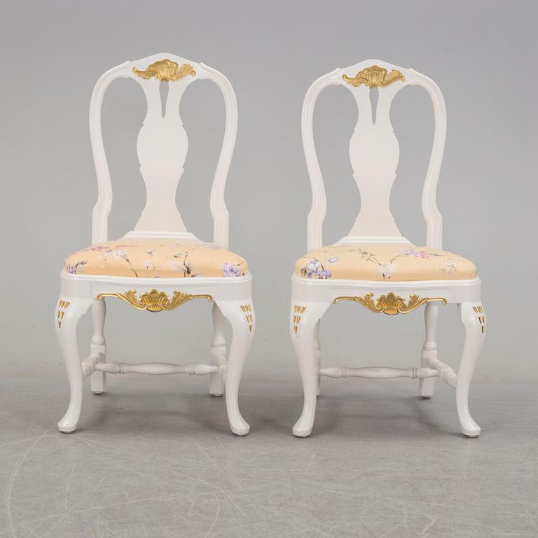 6 rococo style chairs, 20th century.