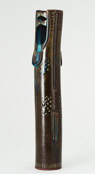 A Wilhelm Kåge 'Farsta' stoneware vase in the shape of a 'dragon fish', Gustavsberg studio 1955.