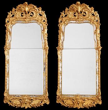 580. A pair of Swedish Rococo 18th Century mirrors.