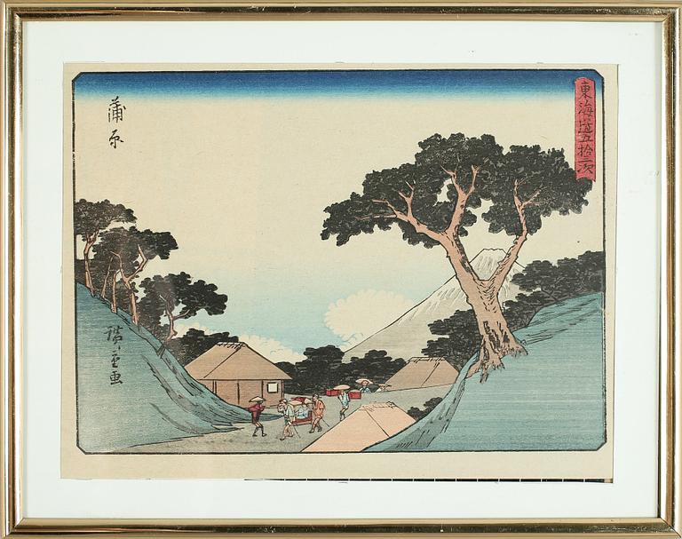 OKÄND KONSTNÄR, 2 st, kolorerade träsnitt, Japan, 1800-/1900-tal.