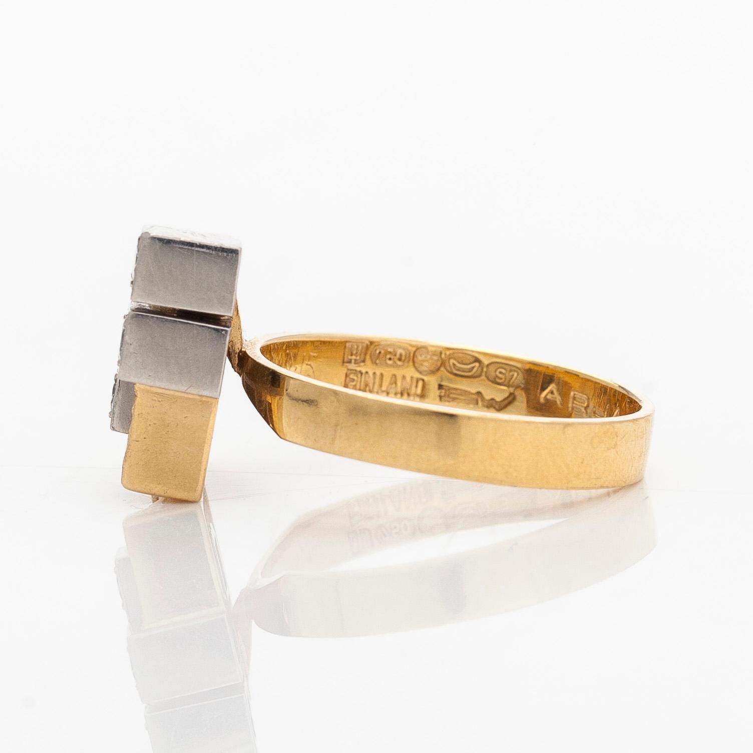 Björn Weckström, ring "Diamantstad", 18K guld, diamanter totalt ca 0.15 ct, Lapponia 1971.