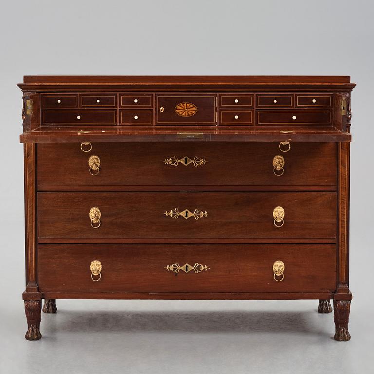 A late Gustavian mahogany and ormolu-mounted writing commode attributed to J.F. Wejssenburg (master 1795-1837).