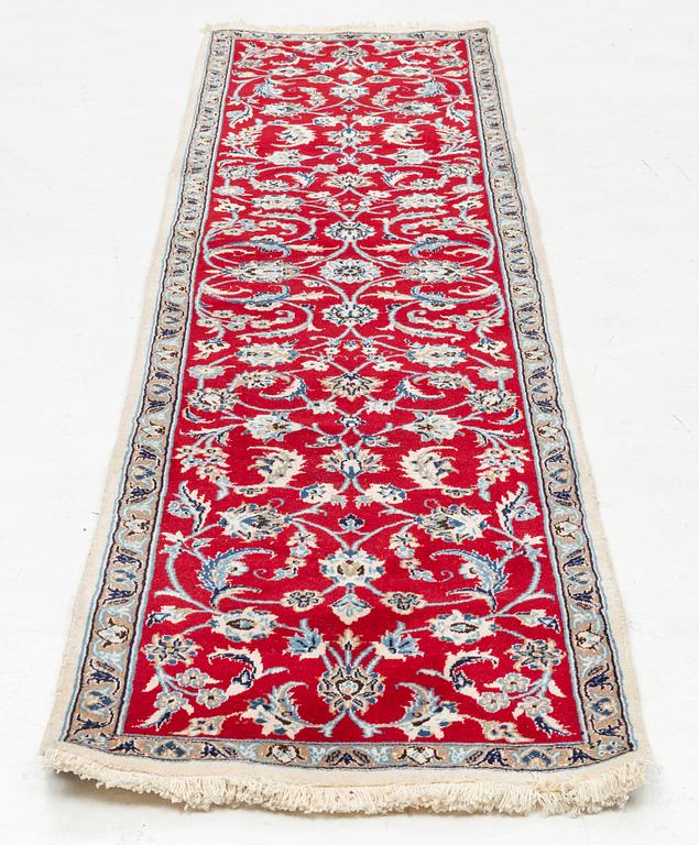 A runner carpet, Nain, part silk, ca 301 x 75 cm.