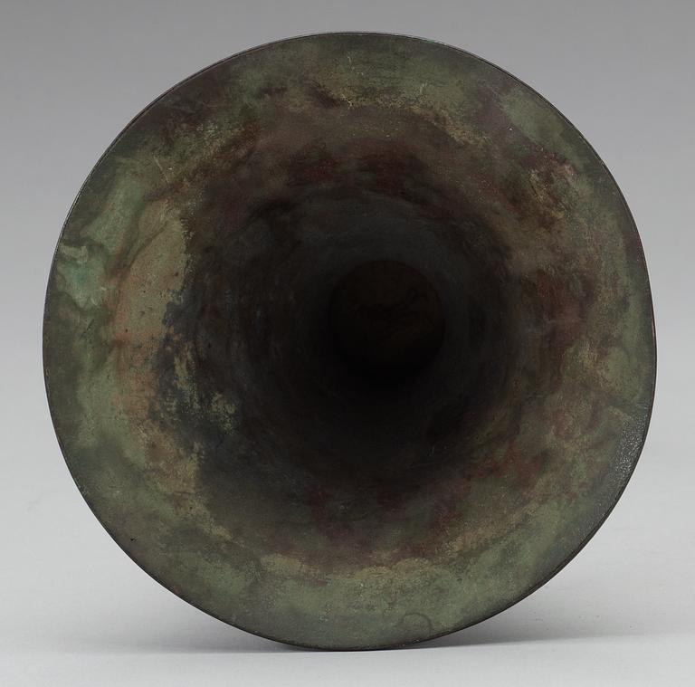 A archaistic bronze vase, with taotie pattern to base, presumably Ming dynasty.