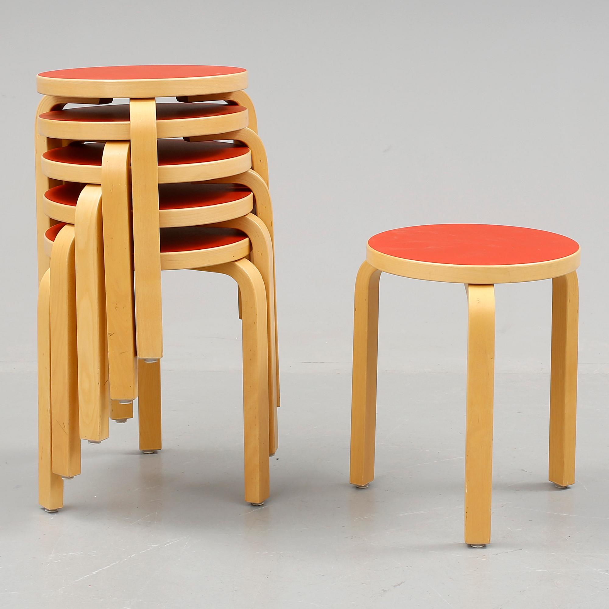 PALLAR, 6 st, modell "60", Alvar Aalto, Artek.