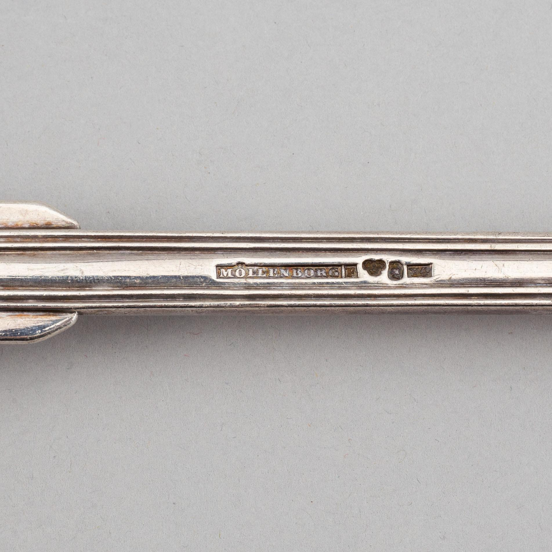 A Swedish 19th century silver soup-laddle, mark of Gustaf Möllenborg, Stockholm 1853.