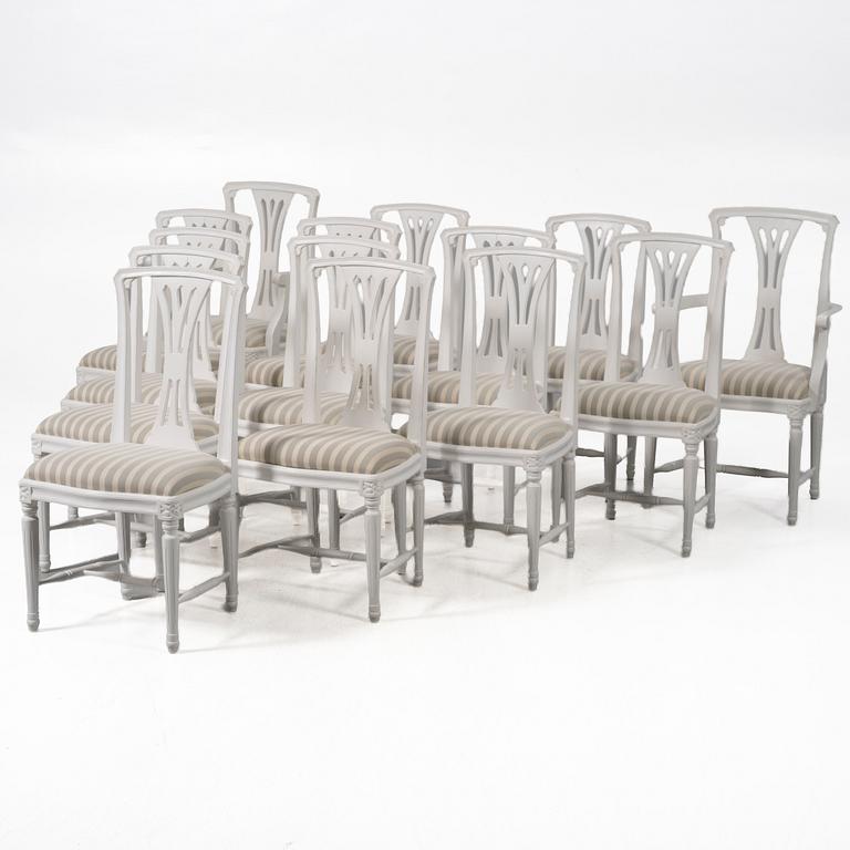 Chairs, 12+2, Gustavian style, Geromar.