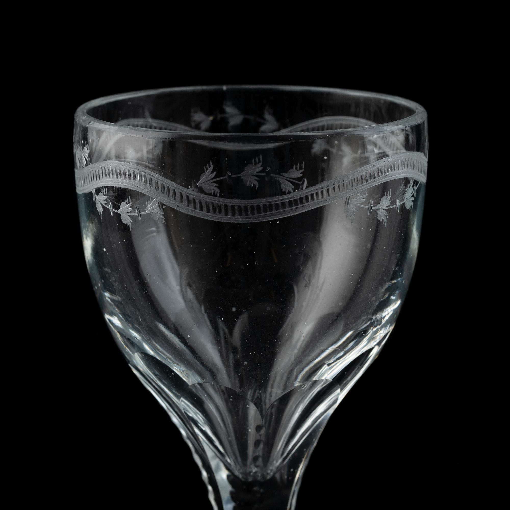 A set of 13 late Gustavian dessert wine glasses.