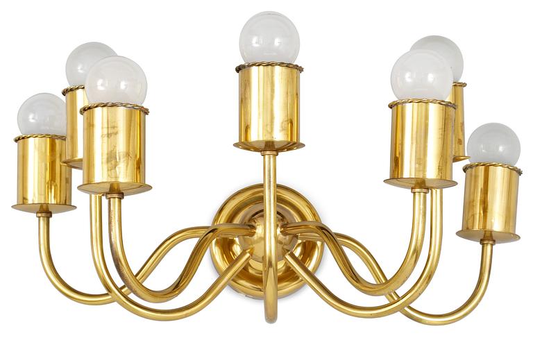 A Josef Frank brass seven lights wall lamp, Svenskt Tenn.