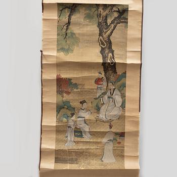 Unidentified artist, Scholar with disciples in a garden, China, around 1900.