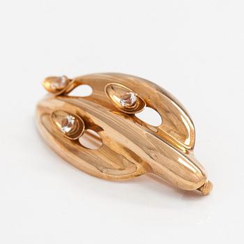 Elis Kauppi, brosch, 14K guld och syntetisk spinell, Kupittaan Kulta, Åbo 1956.