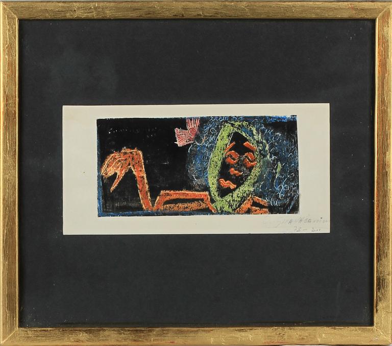 OSWALDO GUAYASAMIN, krita. Sign o dat 73.