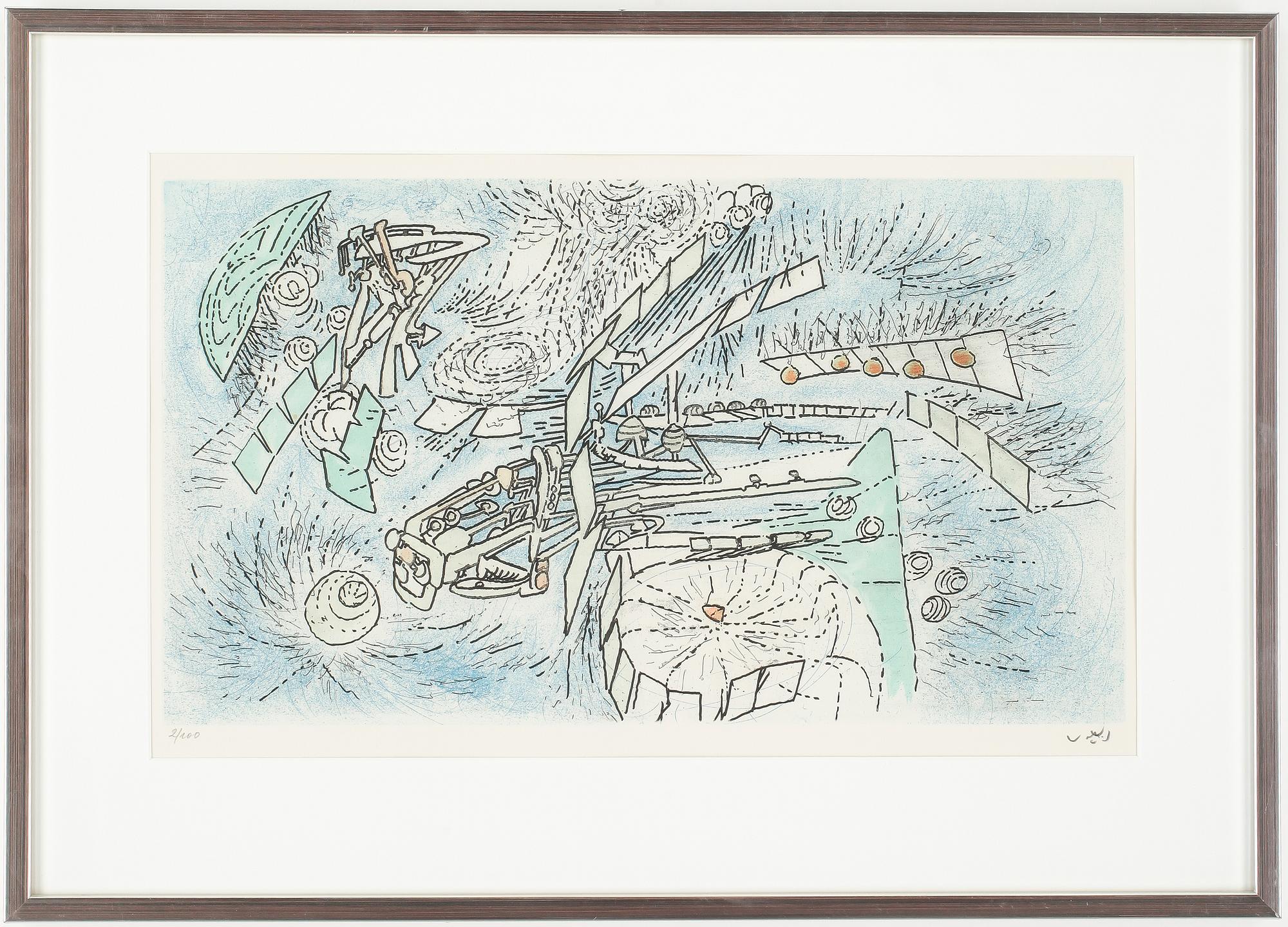 ROBERTO MATTA, färgetsning, signerad och numrerad 2/100.