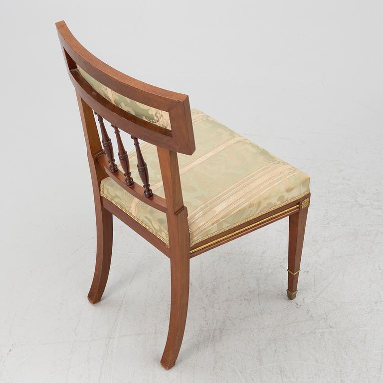A sofa, two armchairs, four chairs and table, Empire style, 20th century.