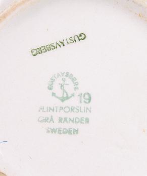 SERVISDELAR, 35 st, flintgods " Grå rand" Wilhelm Kåge, Gustavsberg.