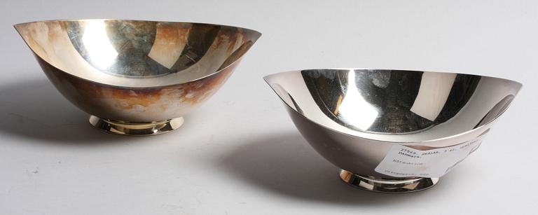 SKÅLAR, 3 st, nysilver. Danmark.