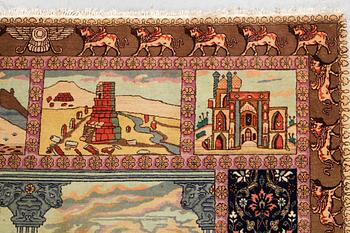 Matto, semi-antique Tabriz, "The four seasons", ca 261 x 175 cm.
