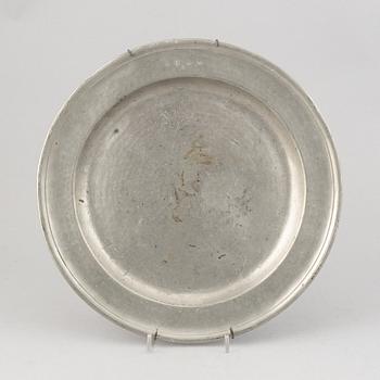 A group of six pewter dishes, different makers mark, most early 19th Century, Swedish/English.
