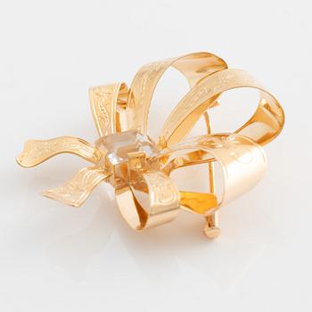 Stigbert, brosch 18K guld med bergkristall.