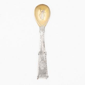 A set of twelve parcel gilt silver spoons, mark of Nya Guldsmedsaffären Göte Persson, Vilhelmina, Sweden 1946.