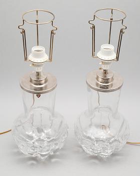 BORDSLAMPOR, 1 par, glas, Olle Alberius, Orrefors, 1900-talets andra hälft.