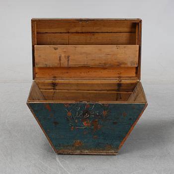 A Swedish painted chest, possibly from Hälsingland, dated 1825.