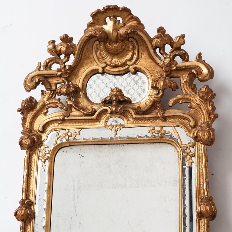 A Swedish Rococo mid 18th century mirror.