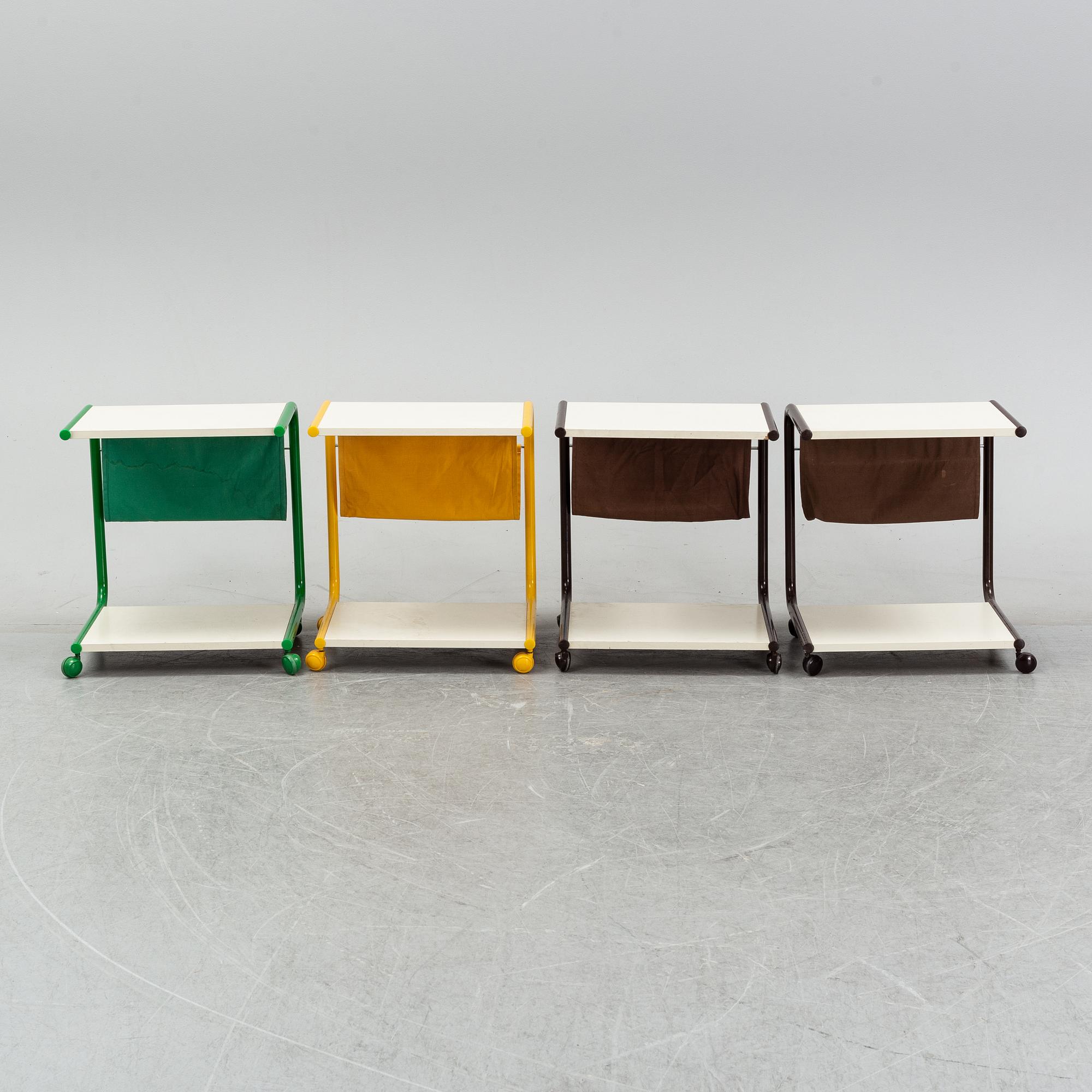 Four 'Strajk' tables on wheels by Thomas Jelinek, IKEA, 1970's.