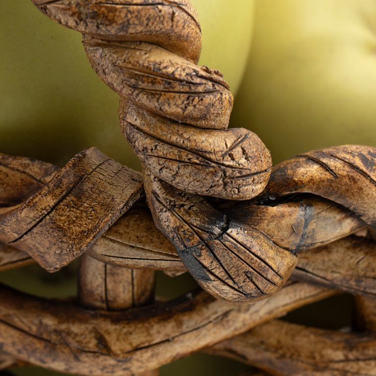Ingrid Herrlin, a stoneware basket with green apples, own workshop.