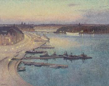 Bernhard Oscarsson, Twilight view from Slussen, Stockholm.