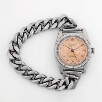A Rolex Oyster Perpetual 'bubbleback', men's wristwatch, in a 32 mm stainless steel case from ca 1938.