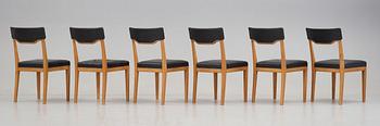 HAKON AHLBERG & AXEL LARSSON, a set of six beech chairs, Nordiska Kompaniet, Sweden 1930's/40's.