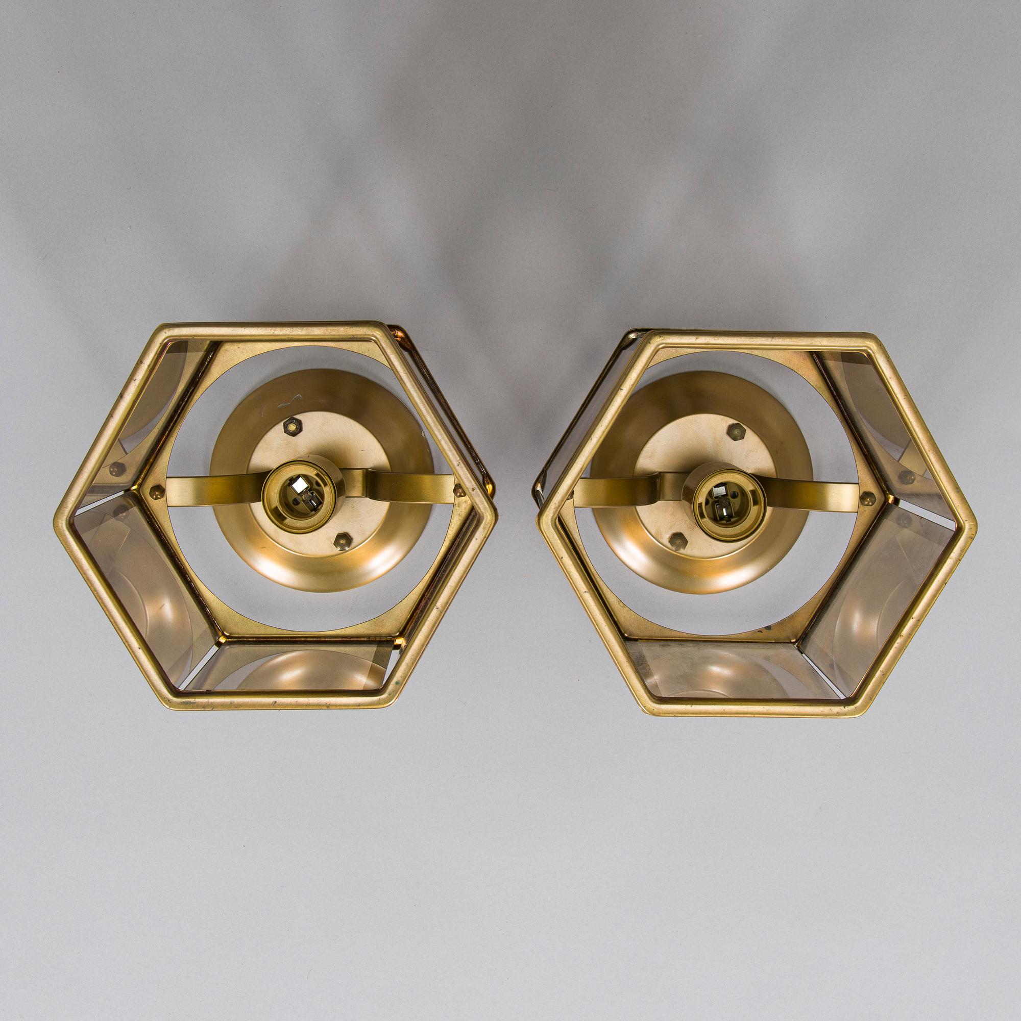 A pair of late 20th century ceiling lamps.