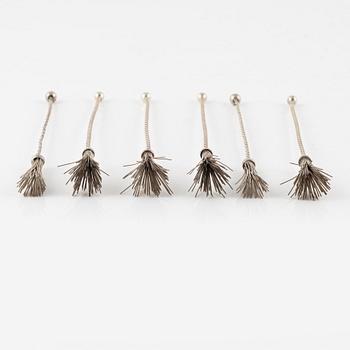 Champagnevispar 6 st, silver, 1900-tal, svenska importstämplar.