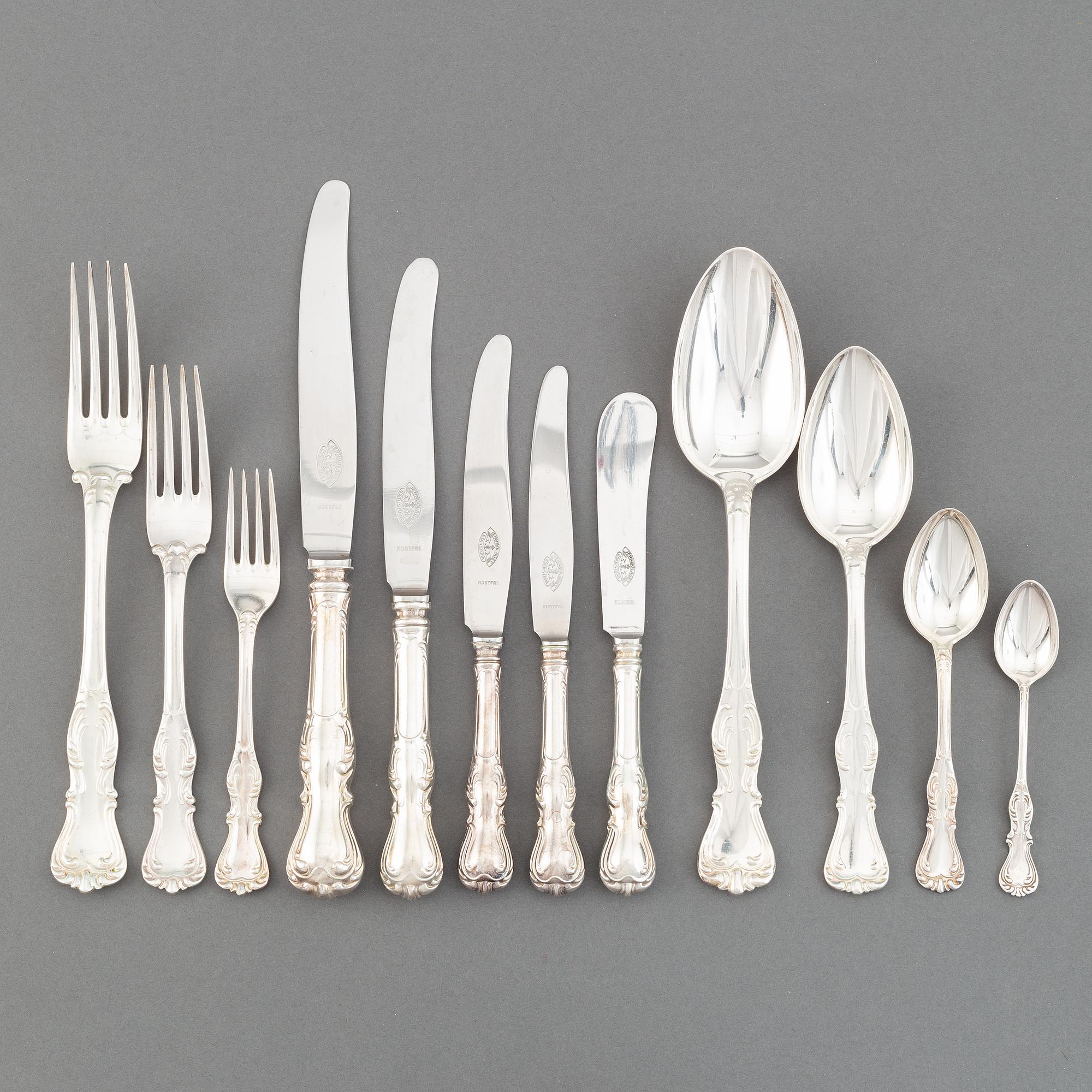 CG Hallberg, besticksuppsättning, 179 delar, silver, "Prins Albert", Stockholm, bl a 1948.