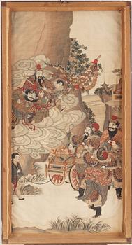 A kesi silk 'Immortals' panel, Qing dynasty, 19th 
century.